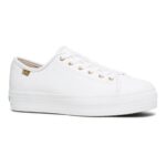 Keds Women's Triple Kick Luxe Leather White - Image 5