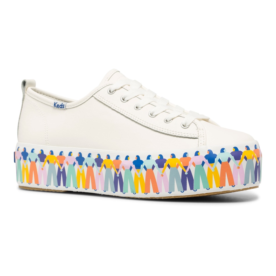 Keds Women's Triple Up Leather Rainbow People by Elizabeth Olwen White Multi - Image 7